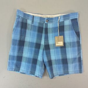 Palm Beach shorts men's 38 x 9 blue plaid lightweight cotton outdoor preppy NEW